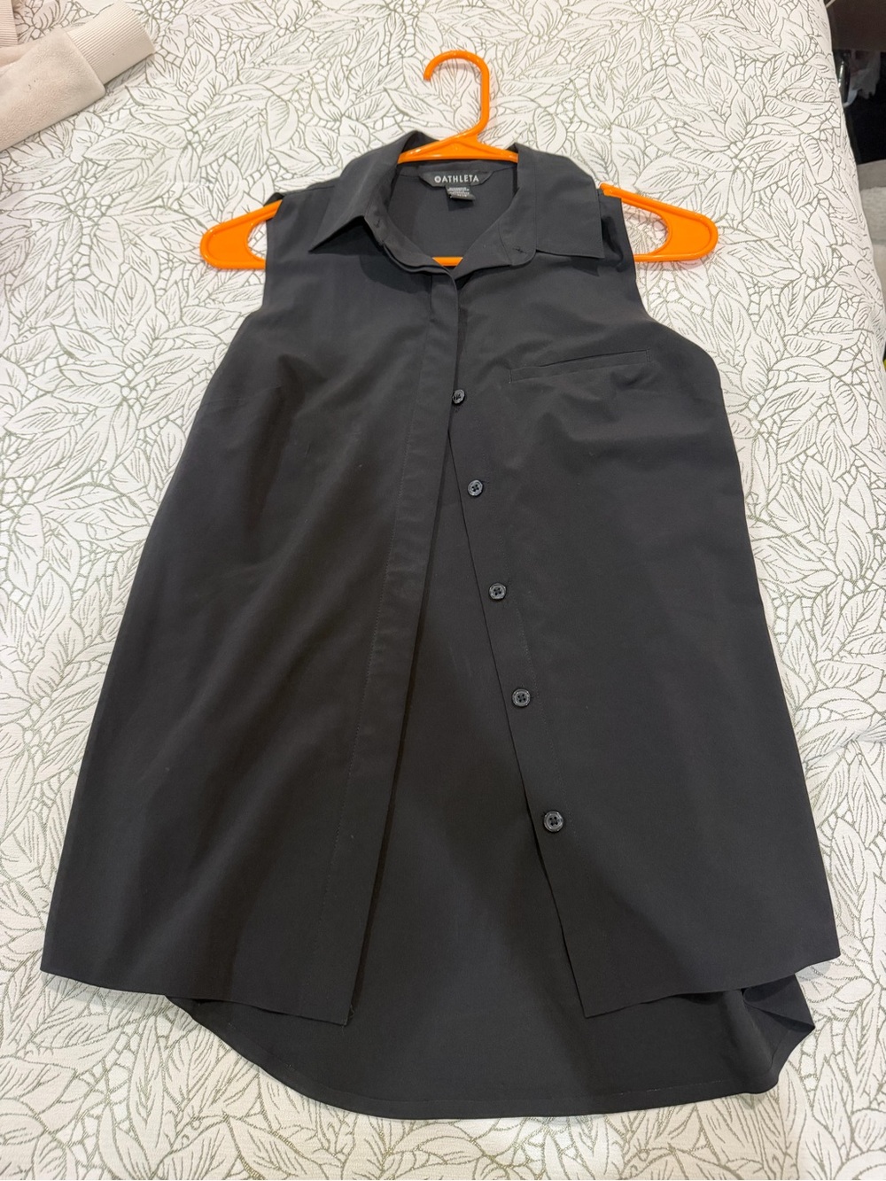 Athleta Black Sleeveless Button-Down Shirt